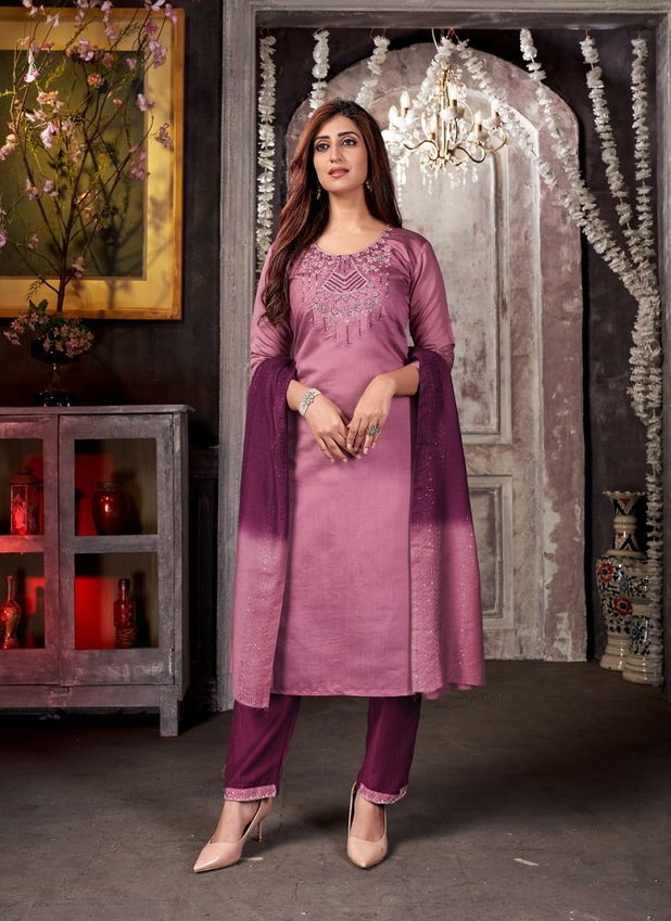 Divine Wear 4 Fancy Festive Wear Designer Roman Silk Salwar Sui Collection